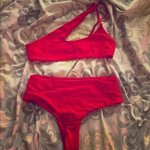 Solid red Zaful bikini set